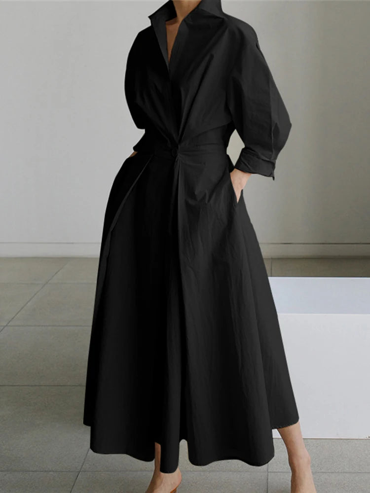 Elegant Maxi Shirt Dress 2025