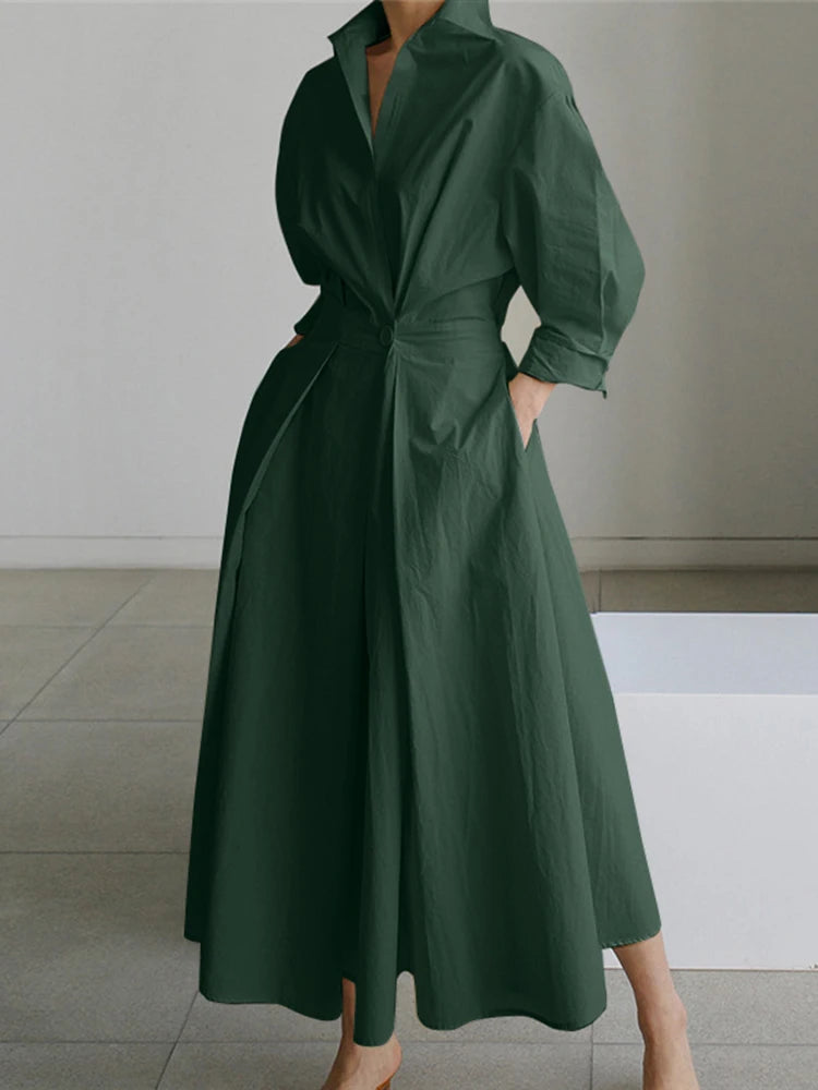 Elegant Maxi Shirt Dress 2025