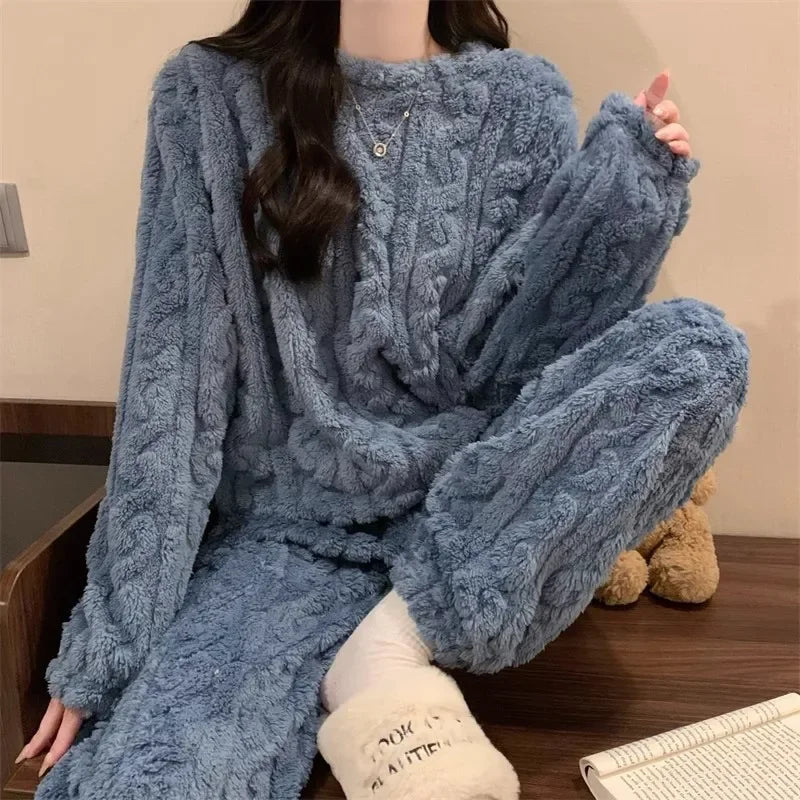 Soft Coral Fleece Pyjamas For Women