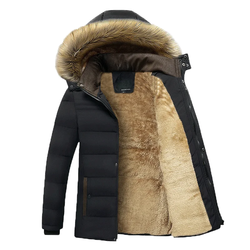 Winter Waterproof Fleece Parka with Fur Hood