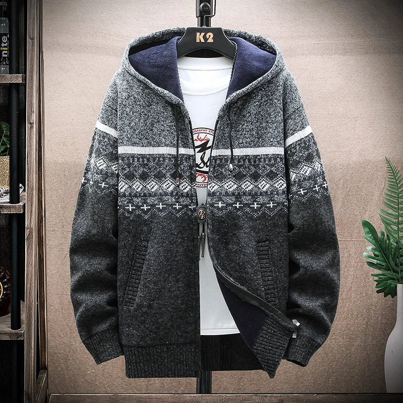 Men's New Plaid Open Hoodie Cardigan