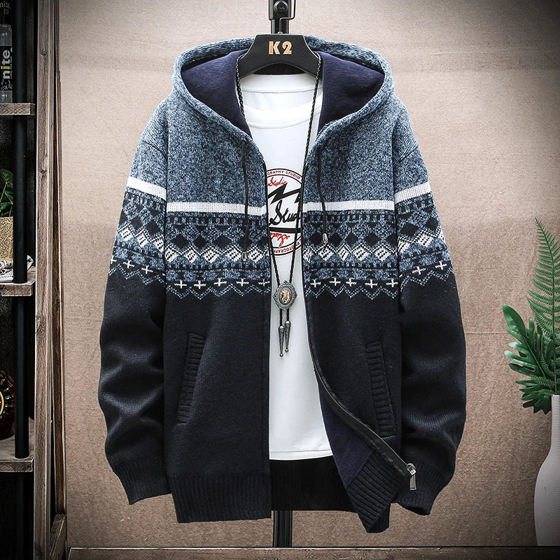 Men's New Plaid Open Hoodie Cardigan