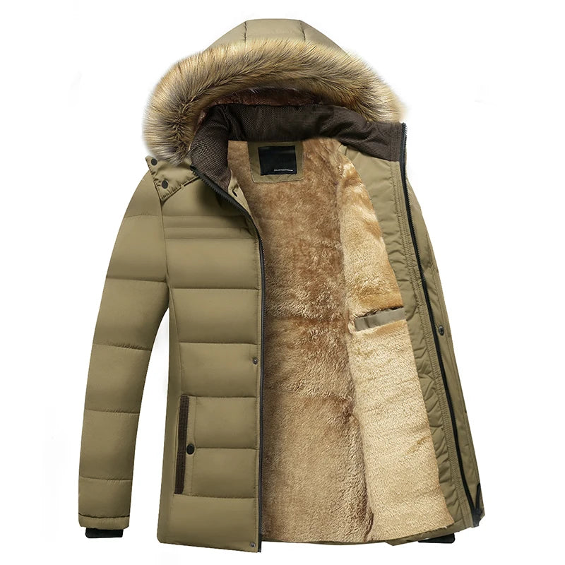 Winter Waterproof Fleece Parka with Fur Hood