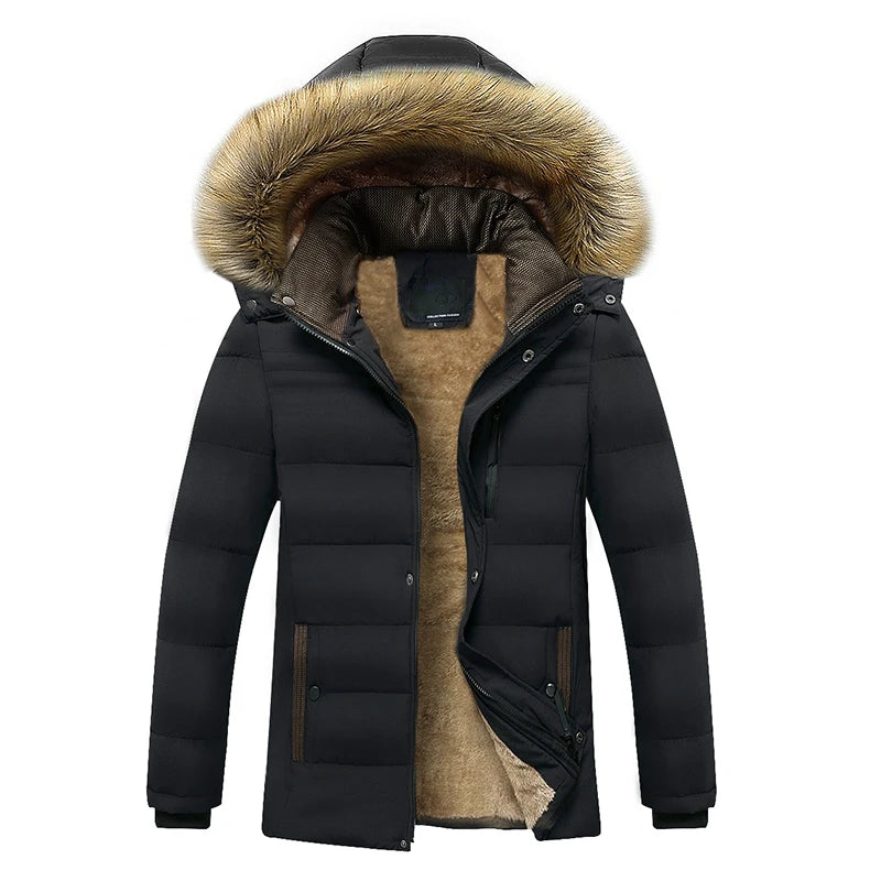 Winter Waterproof Fleece Parka with Fur Hood