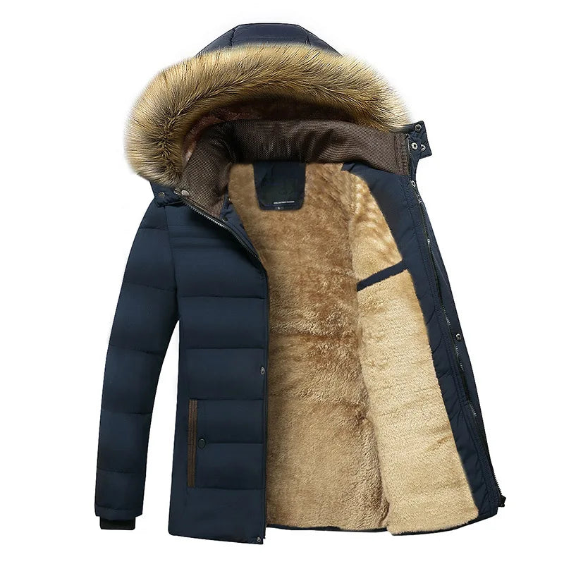 Winter Waterproof Fleece Parka with Fur Hood