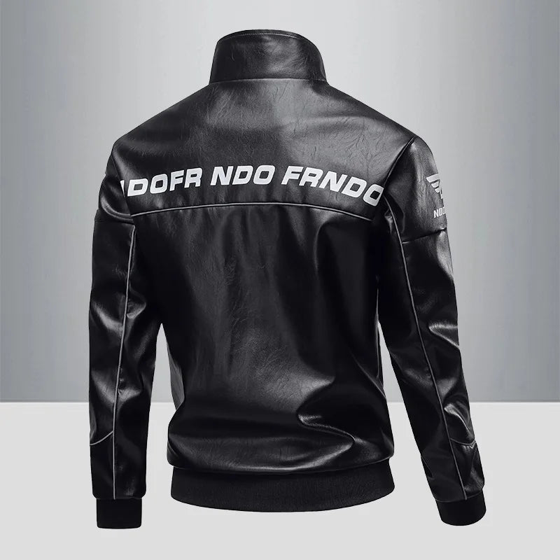 Motorcycle Leather Jacket, Racing Suit Style, Trendy & Loose Fit