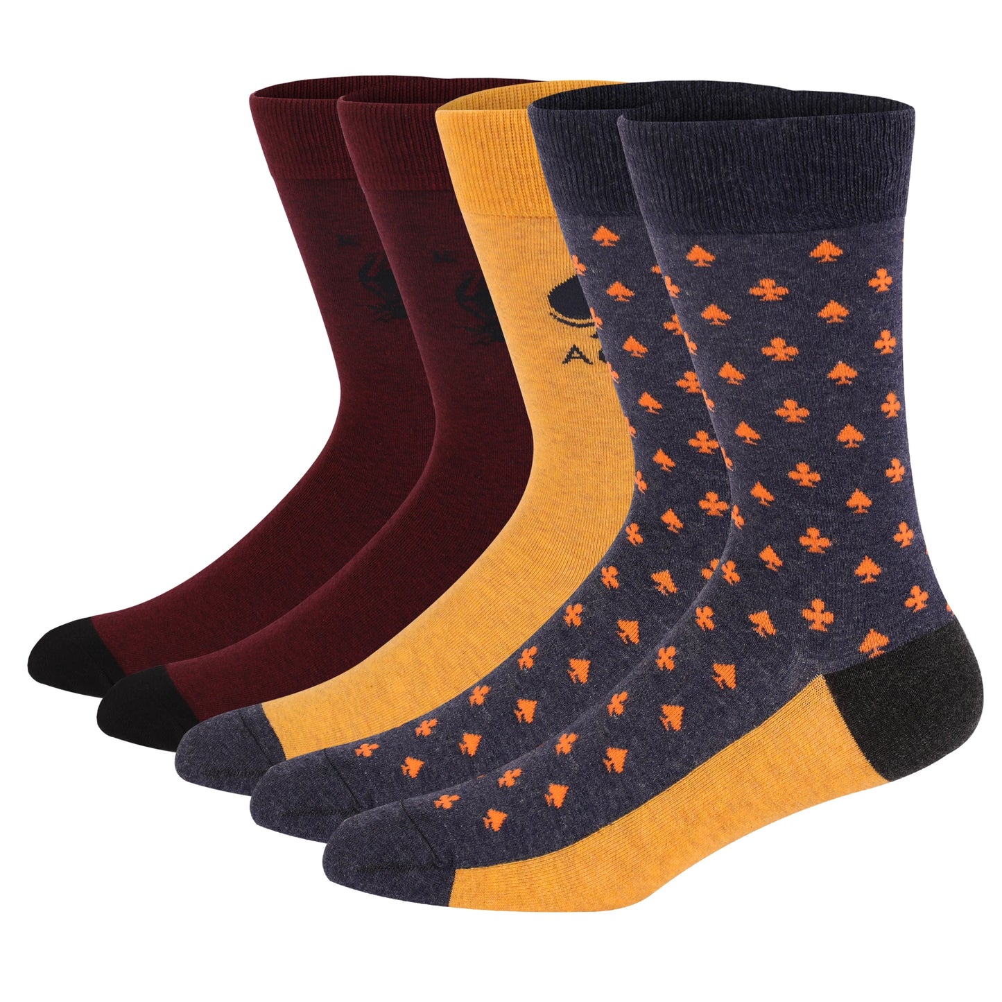 5 Pairs Men's Large Size Combed Cotton Argyle Dress Socks