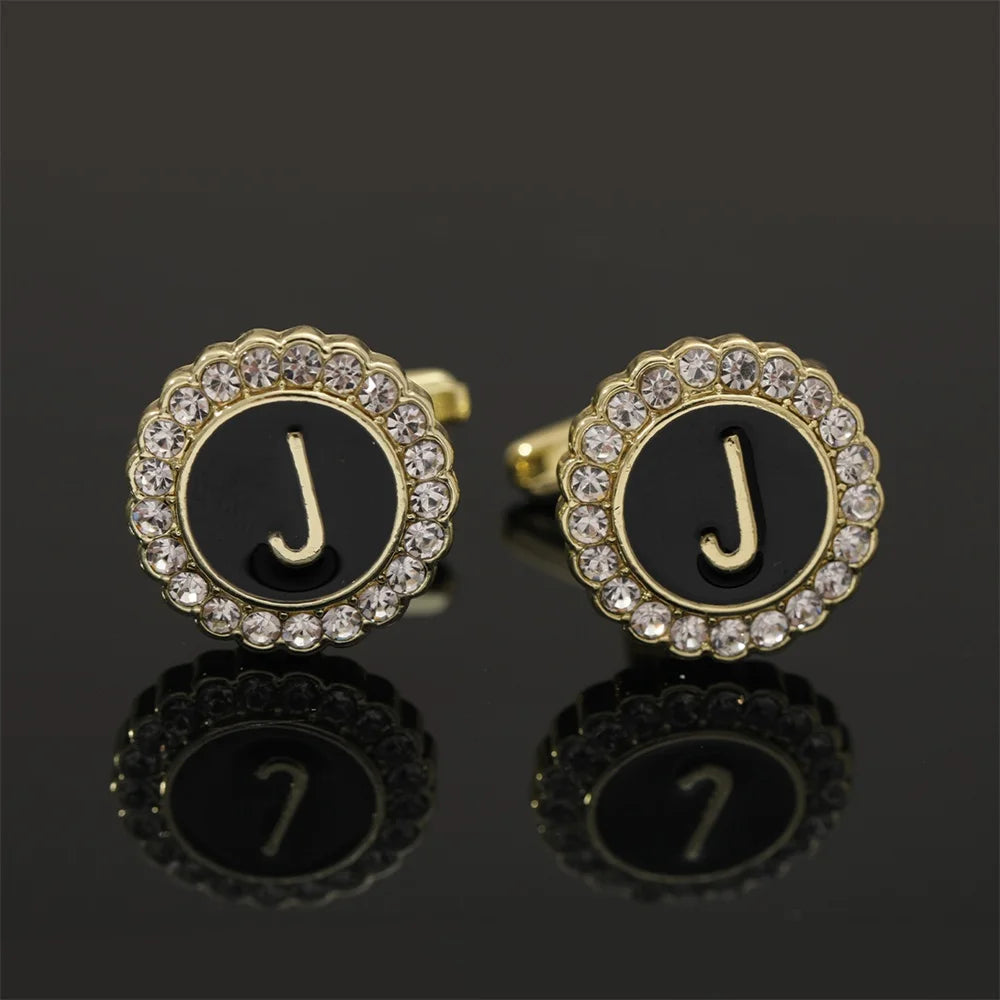 2 Piece Crystal Initial A-Z Cuff links