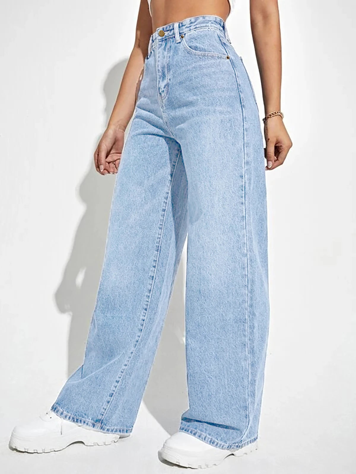 High-Waist Wide-Leg Denim Jeans