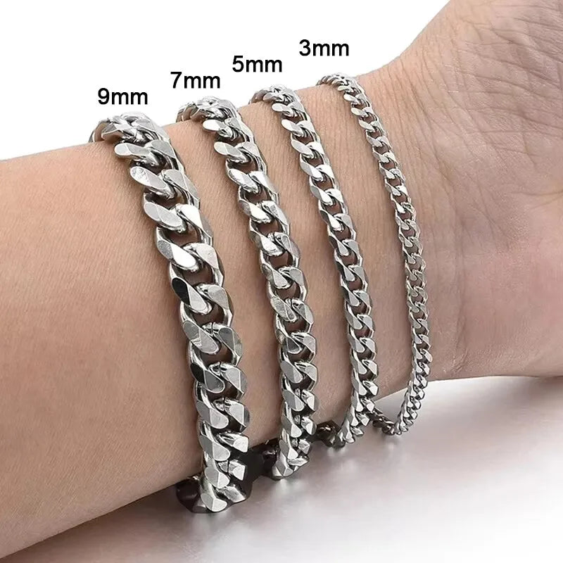 Stainless Steel Curb Cuban Chain Bracelets