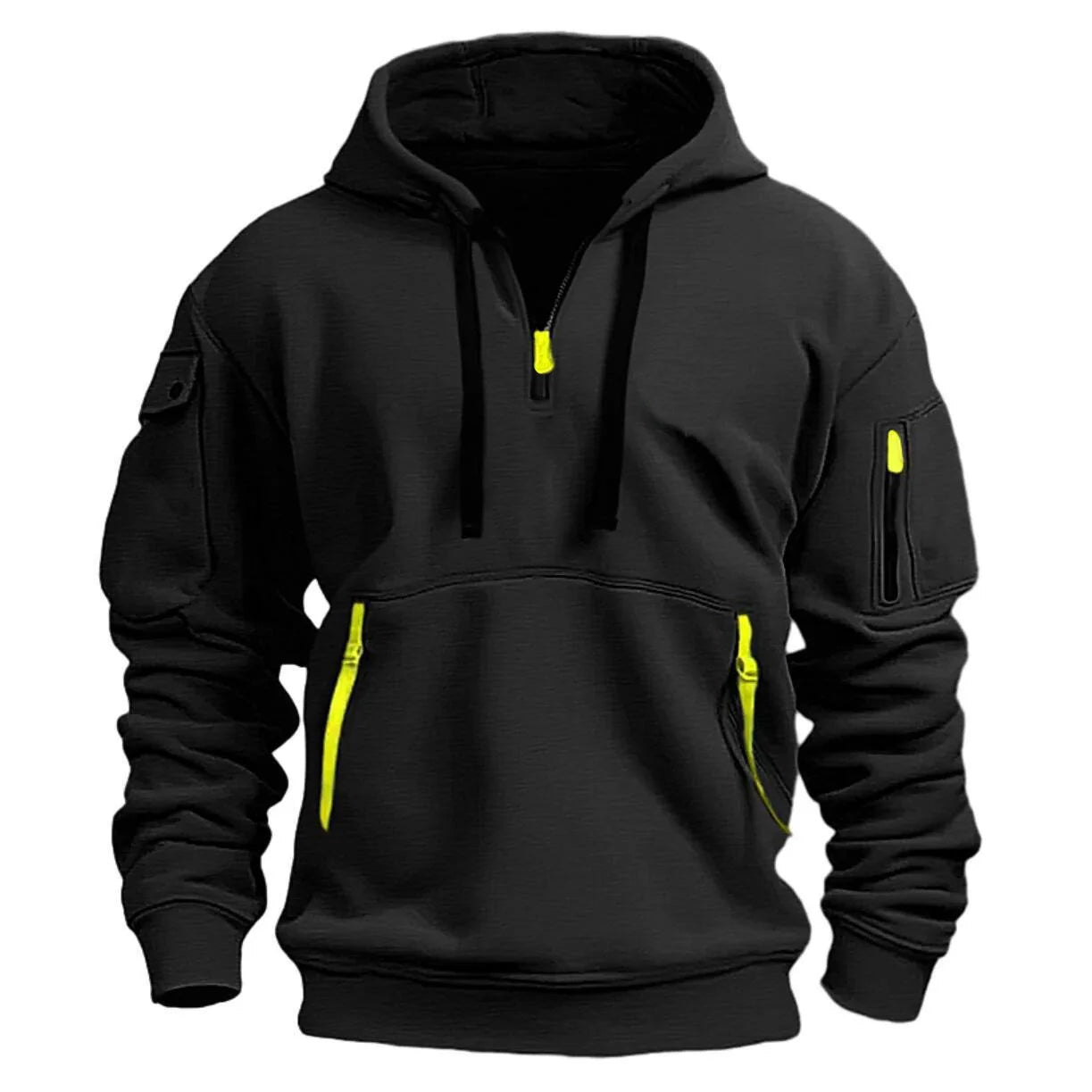 New Multi Pocket Zipper Fleece Hoodie