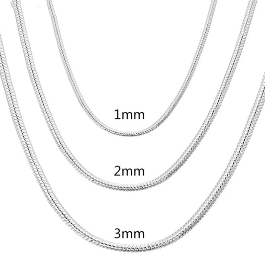 Silver Snake Chain Necklace - 1/2/mm