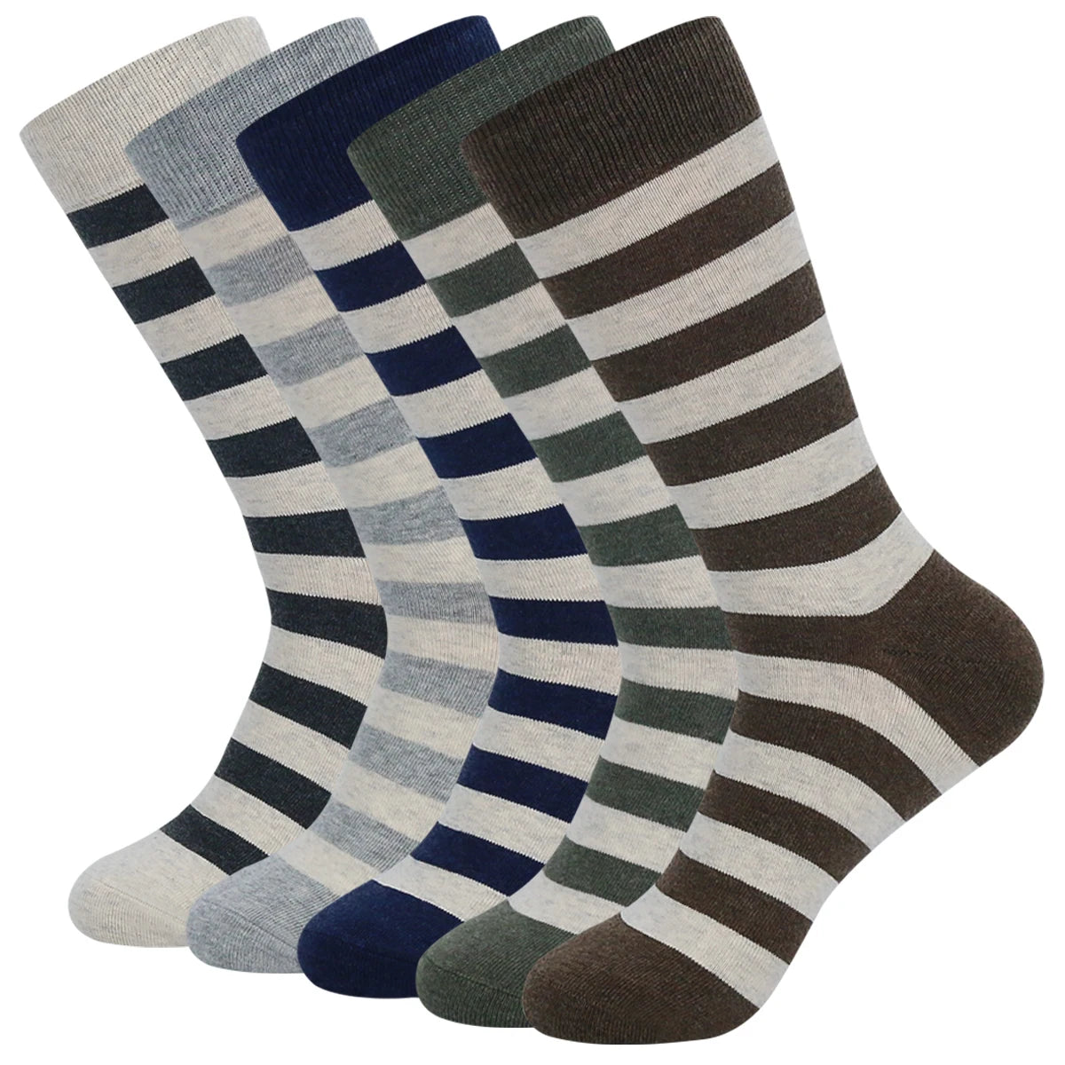 5 Pairs Men's Large Size Combed Cotton Argyle Dress Socks