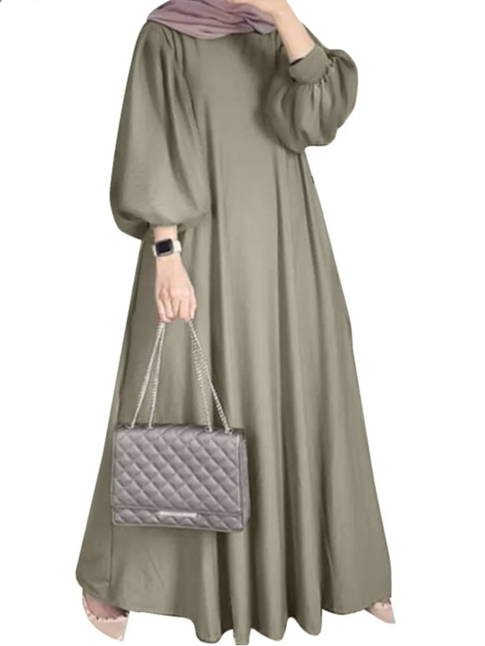 Elegant Lantern Sleeve Maxi Dress