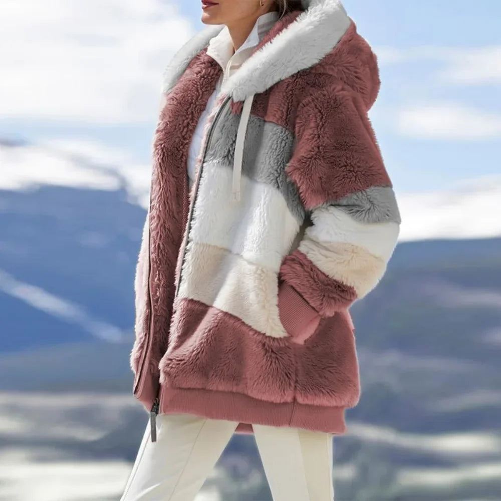 Womens Hooded Cashmere Plaid Coat