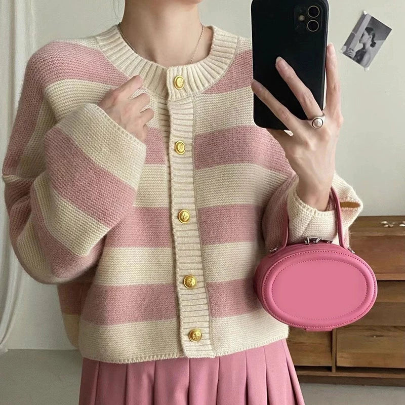 Stripped Knitted Cardigan