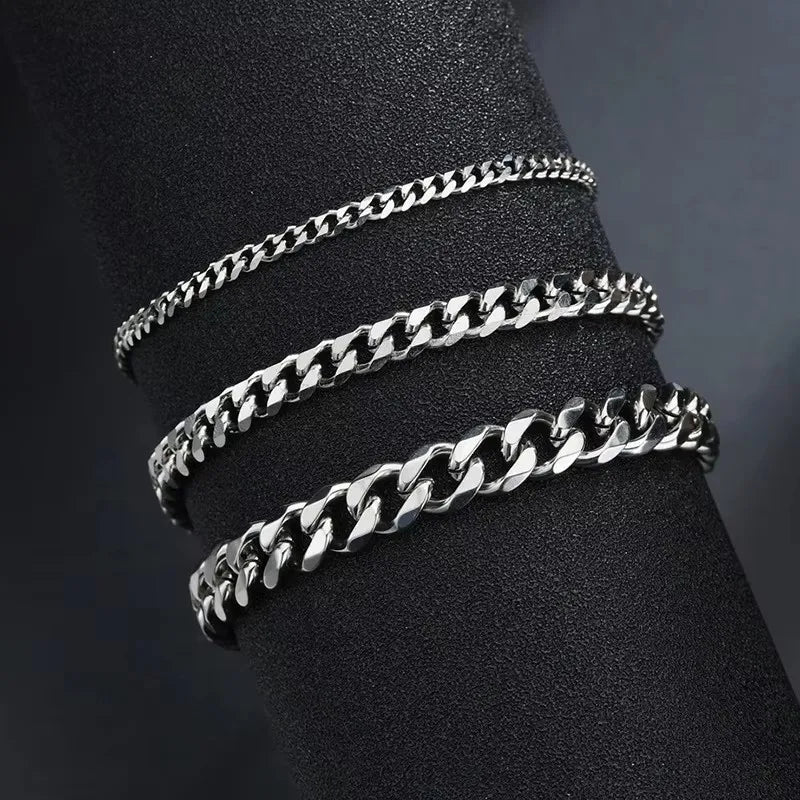 Stainless Steel Curb Cuban Chain Bracelets