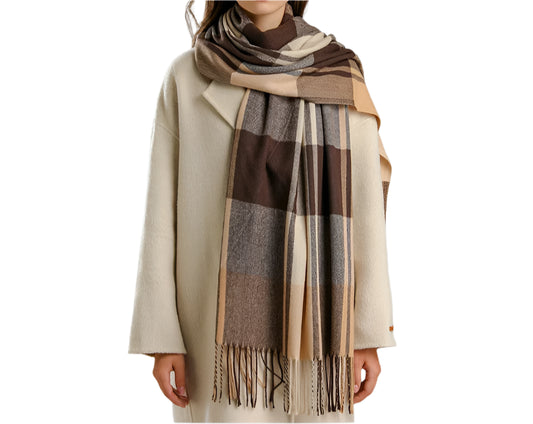 New Warm Cashmere Plaid Scarf & Shawl with Tassels