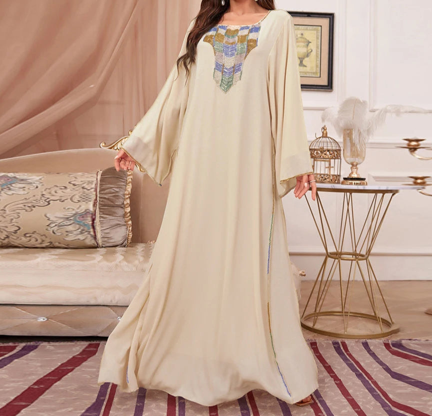 Luxurious Beaded Elegant Kaftan With Long Sleeves