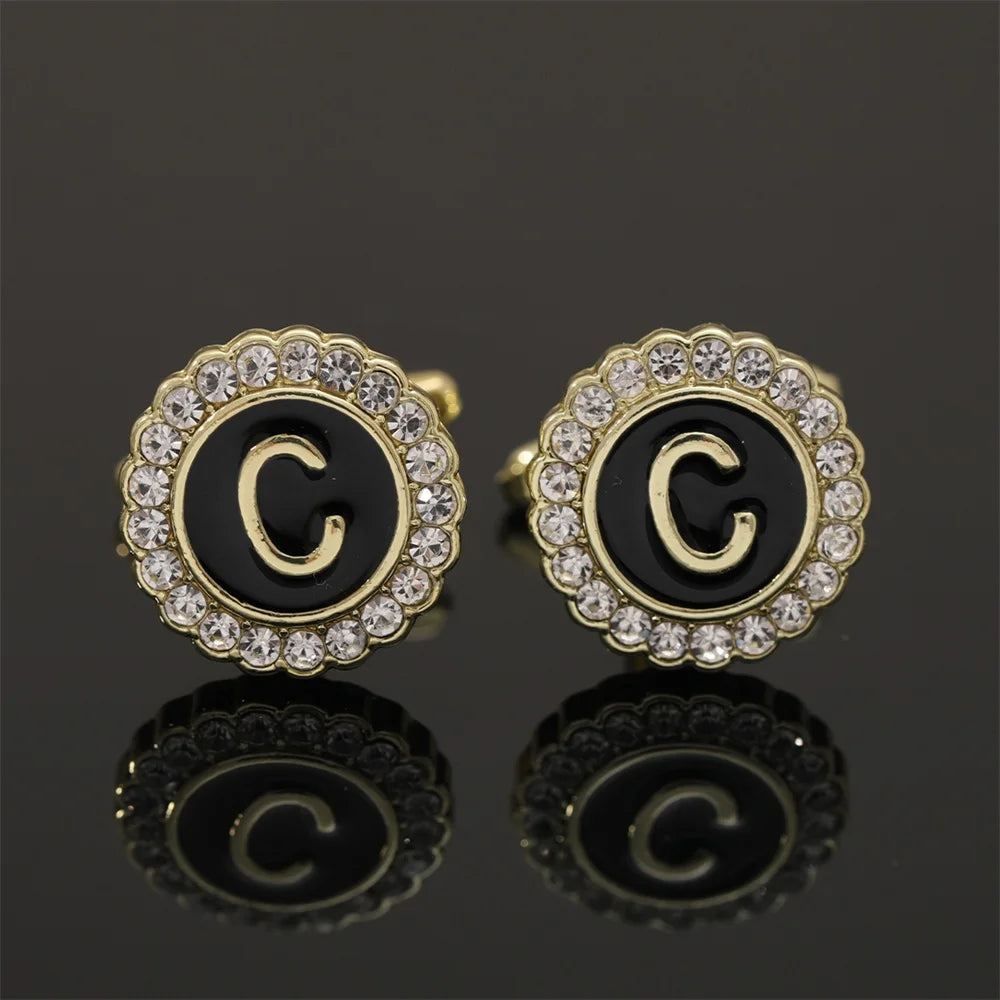 2 Piece Crystal Initial A-Z Cuff links