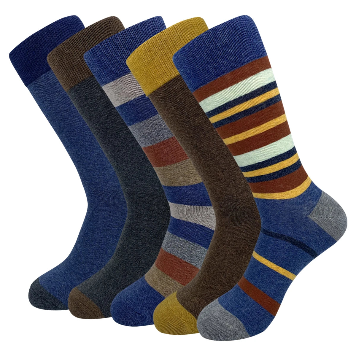 5 Pairs Men's Large Size Combed Cotton Argyle Dress Socks