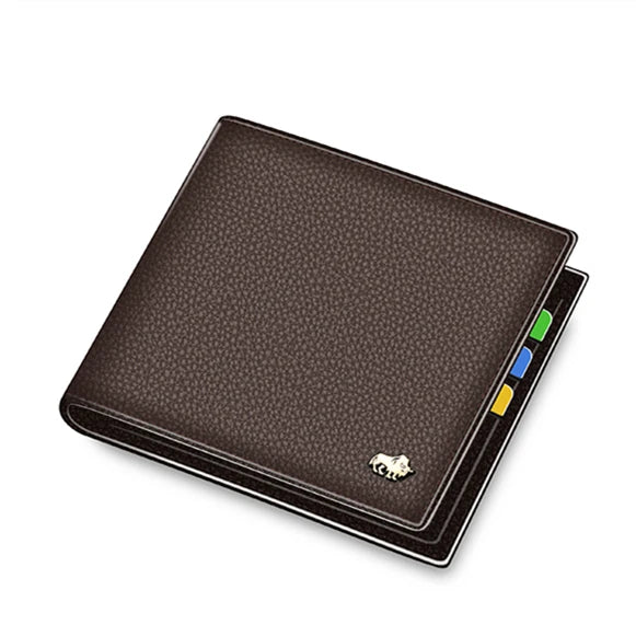 Genuine Leather Bi-fold Wallet with Zipper & Card Holder