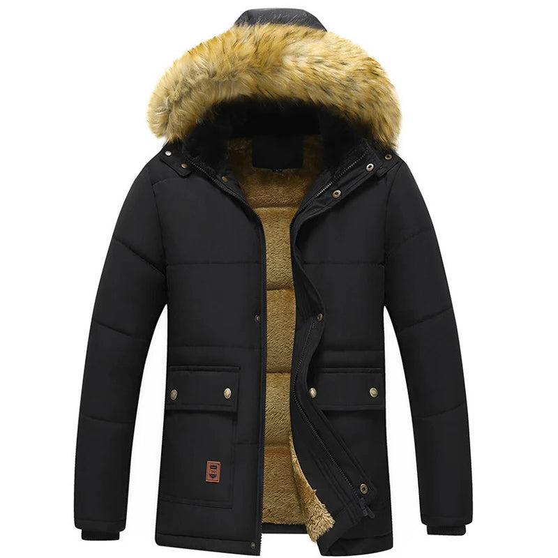 Winter Waterproof Fleece Parka with Fur Hood