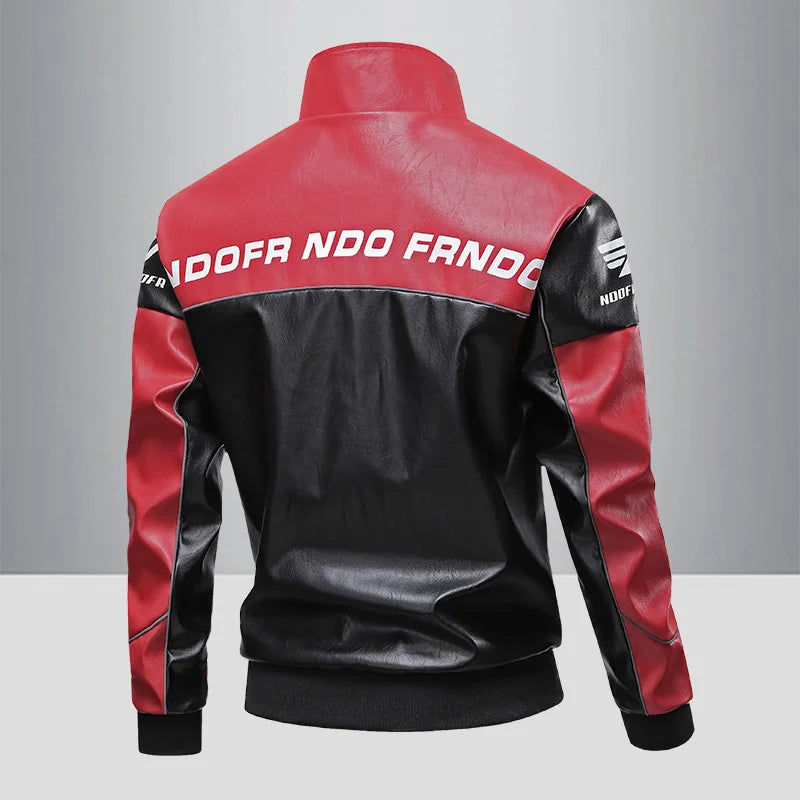 Motorcycle Leather Jacket, Racing Suit Style, Trendy & Loose Fit