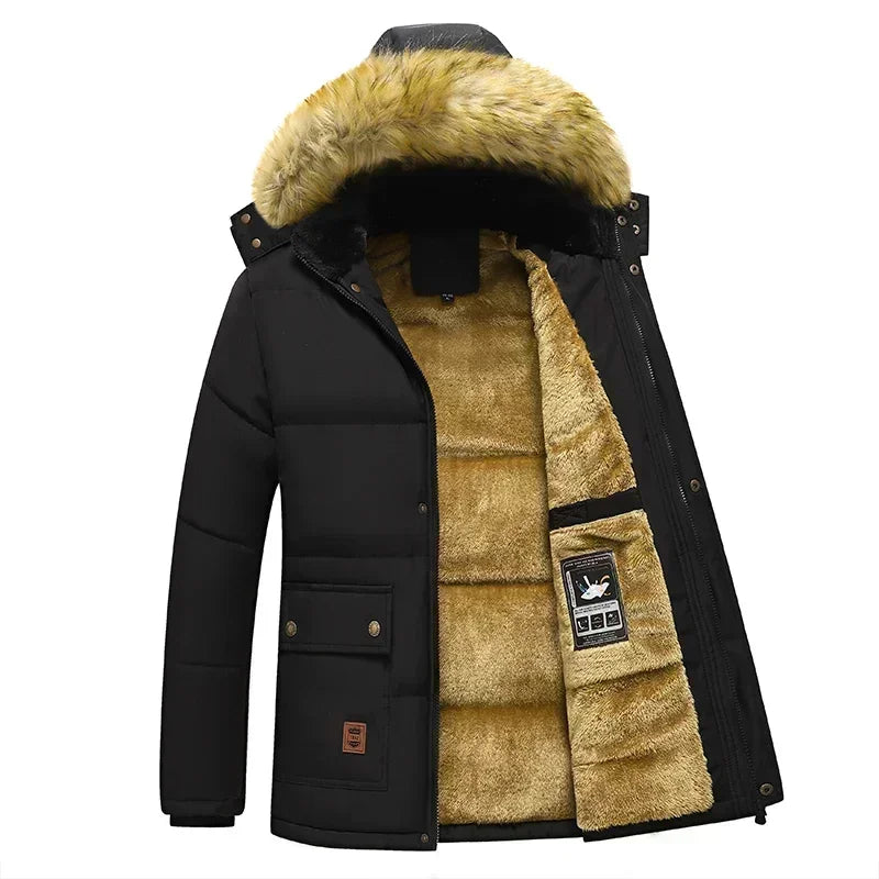 Mens Winter Fleece Lined Hooded Jacket