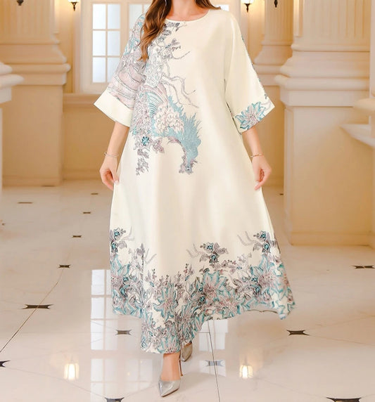 Elegant Floral Print Modest Dress