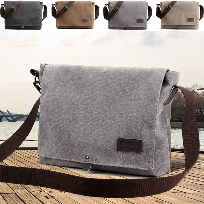 Mens Canvas Cross-body Messenger Bag - Casual, Multi-Function, Portable