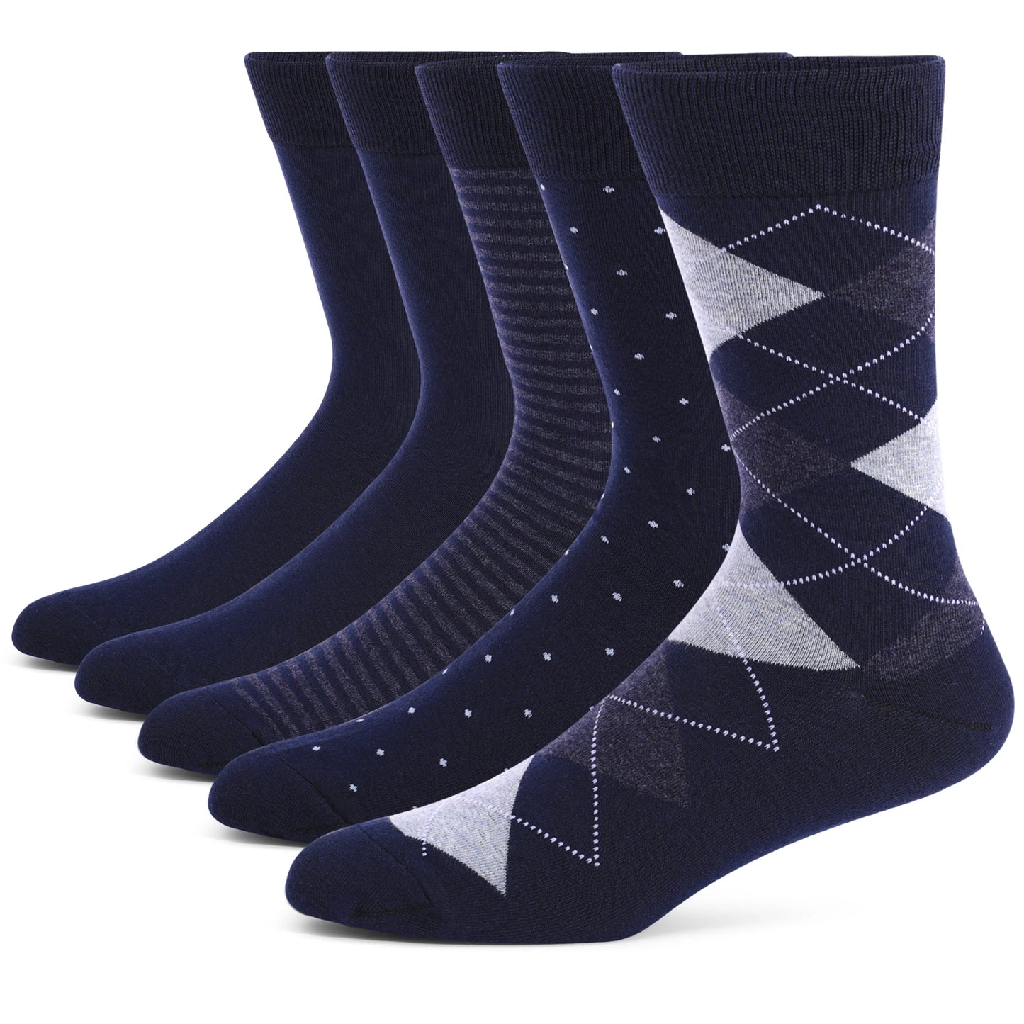 5 Pairs Men's Large Size Combed Cotton Argyle Dress Socks