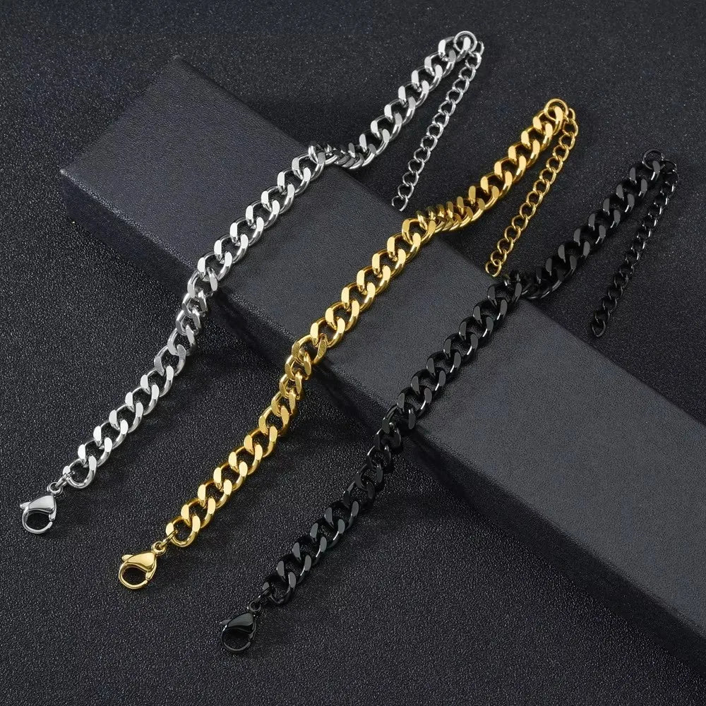 Stainless Steel Curb Cuban Chain Bracelets