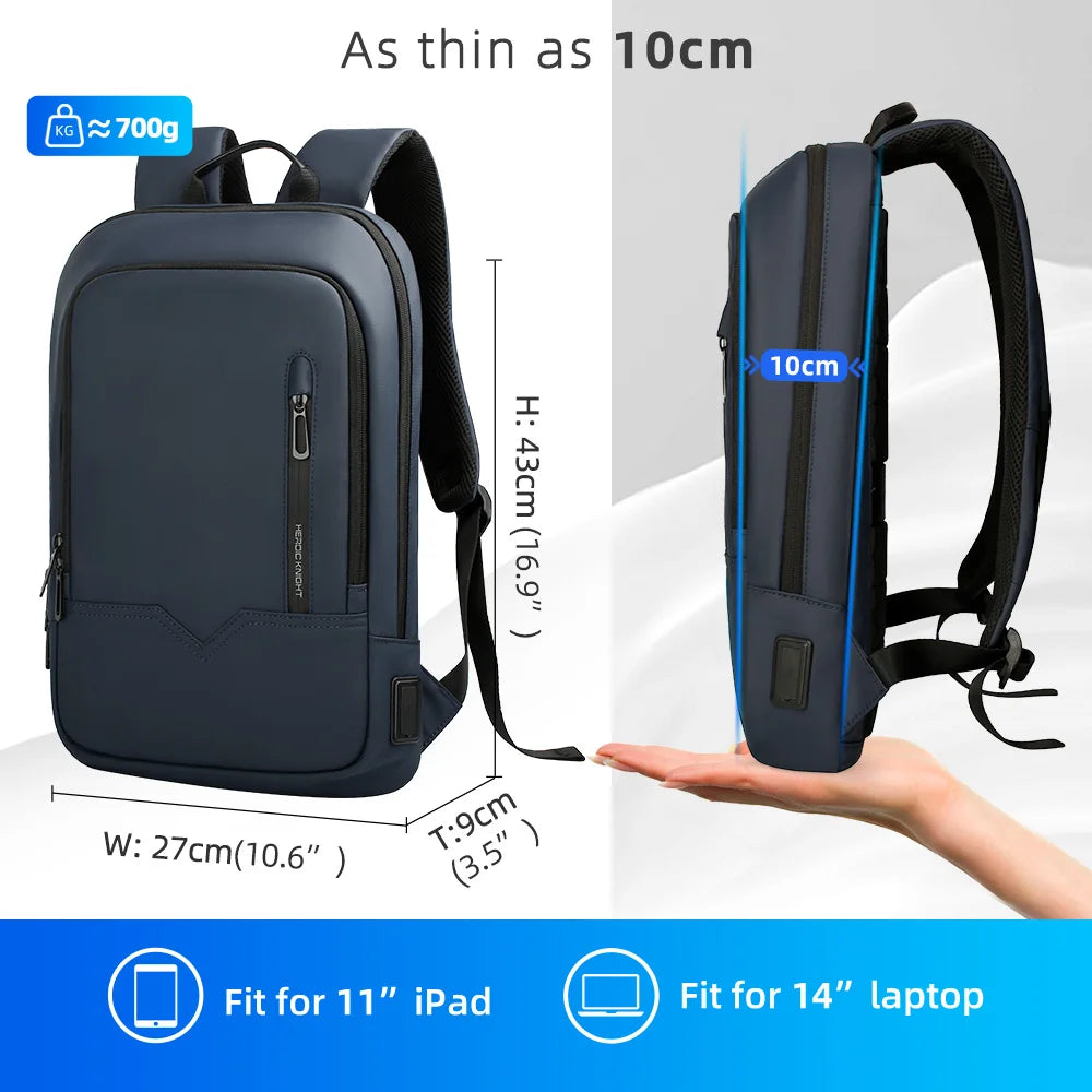 Slim Backpack for Men 15.6" Laptop, Waterproof & Travel Bag with USB Charging