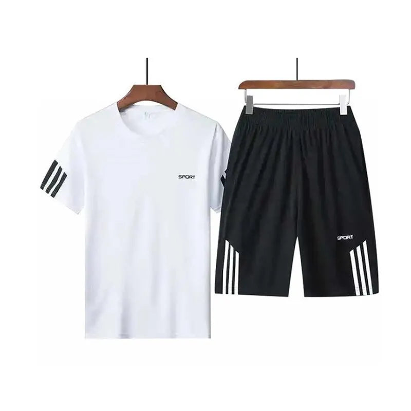 Breathable Mens Short-Sleeved Shorts & T-Shirt Set