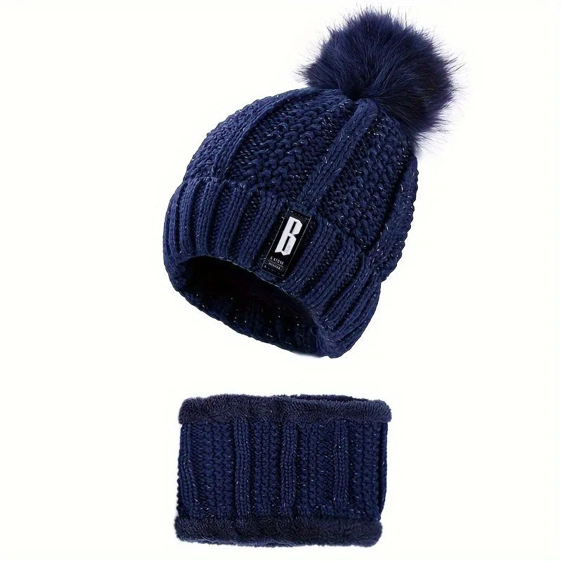 2 Piece Winter Knit Hat & Scarf Set