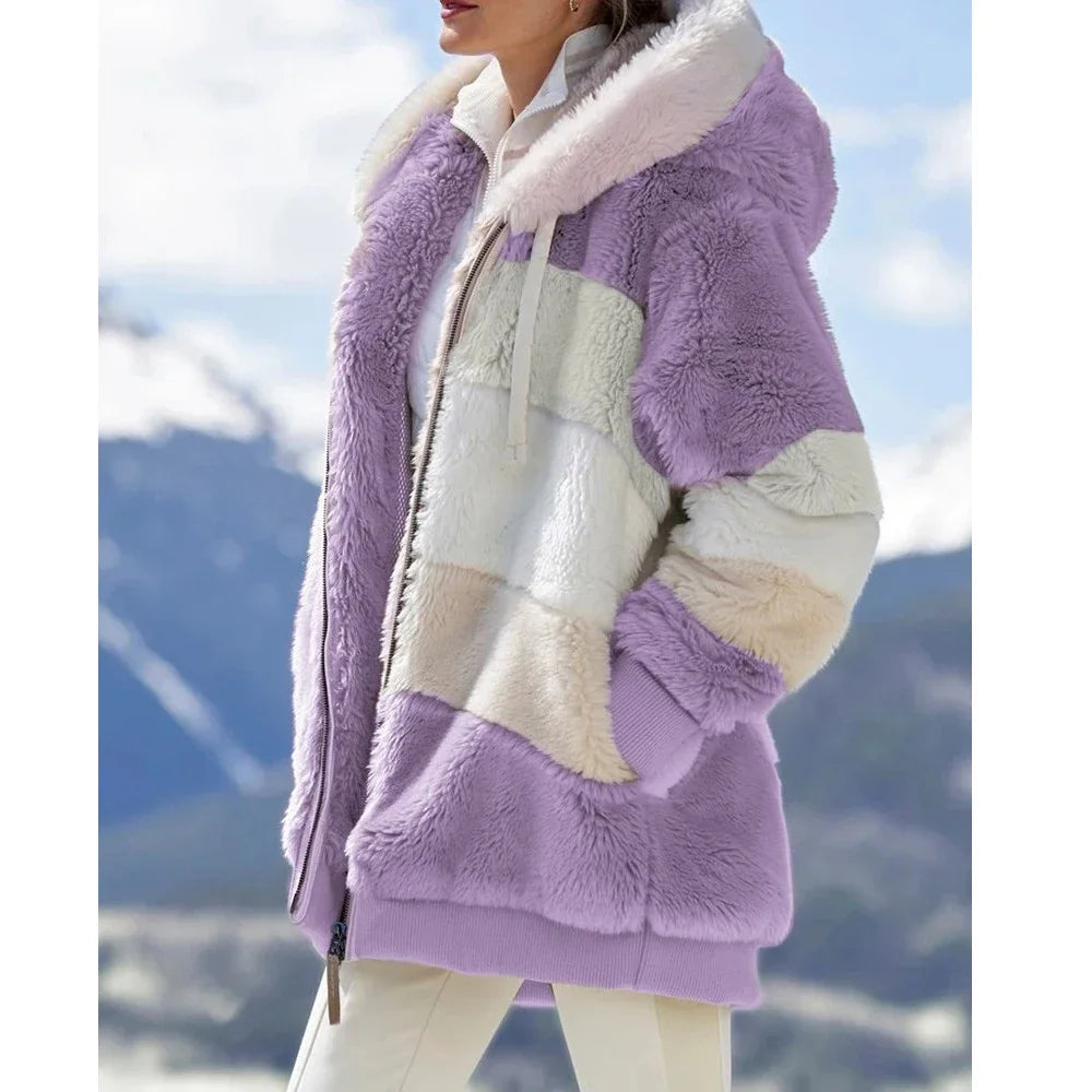 Womens Hooded Cashmere Plaid Coat