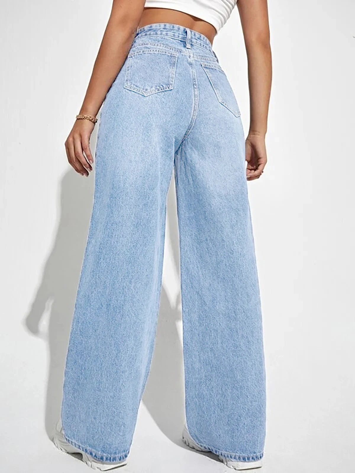 High-Waist Wide-Leg Denim Jeans