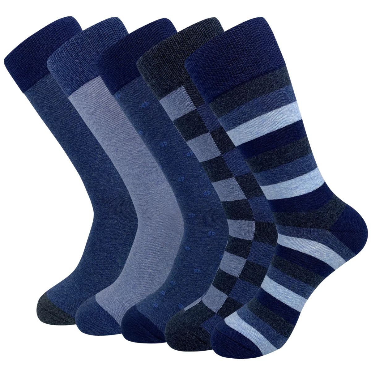 5 Pairs Men's Large Size Combed Cotton Argyle Dress Socks