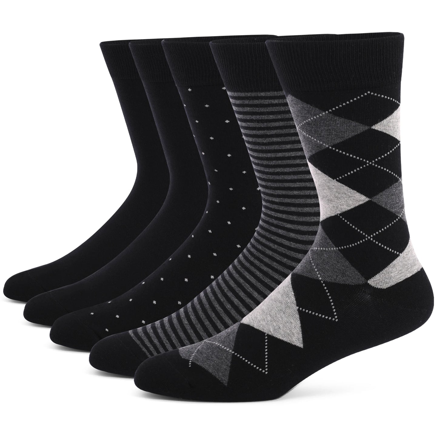 5 Pairs Men's Large Size Combed Cotton Argyle Dress Socks