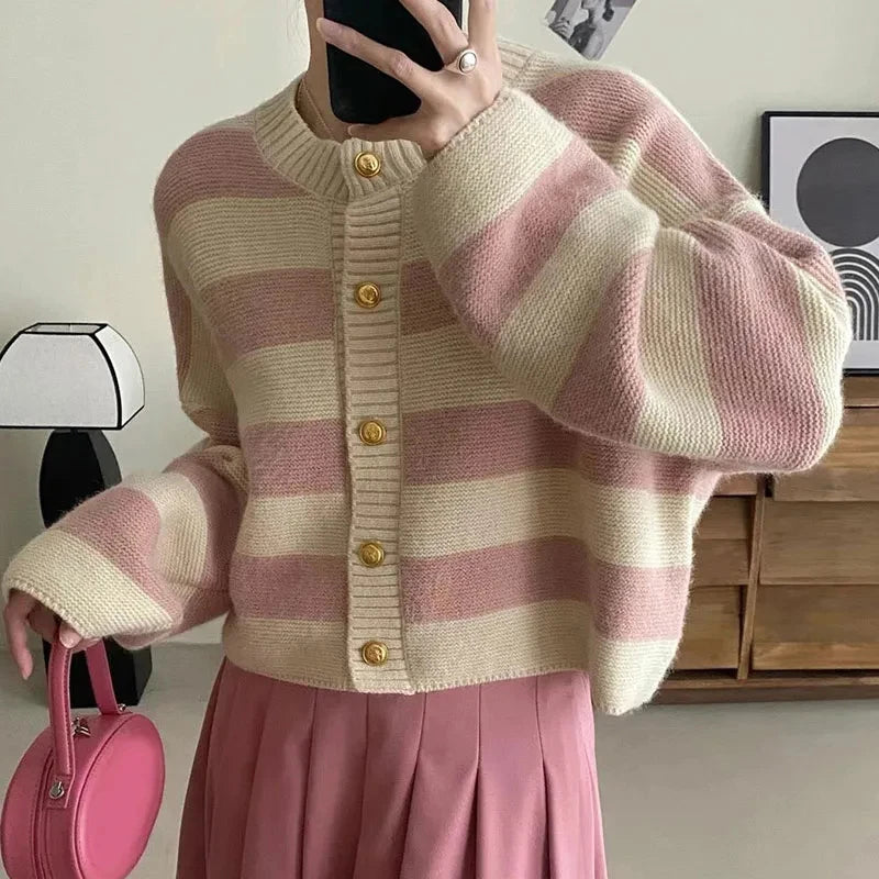 Stripped Knitted Cardigan