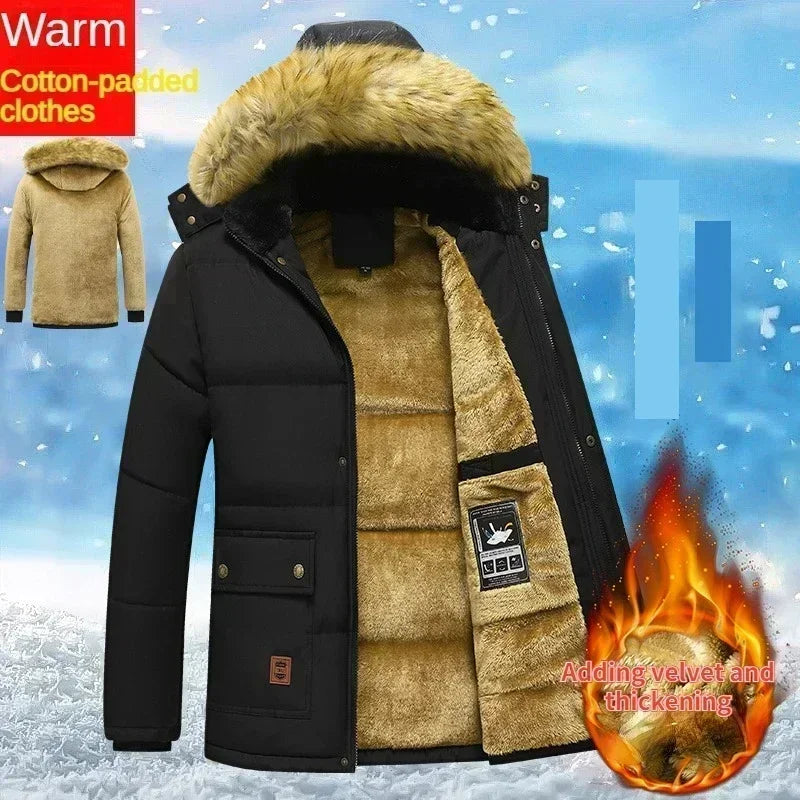 Mens Winter Fleece Lined Hooded Jacket