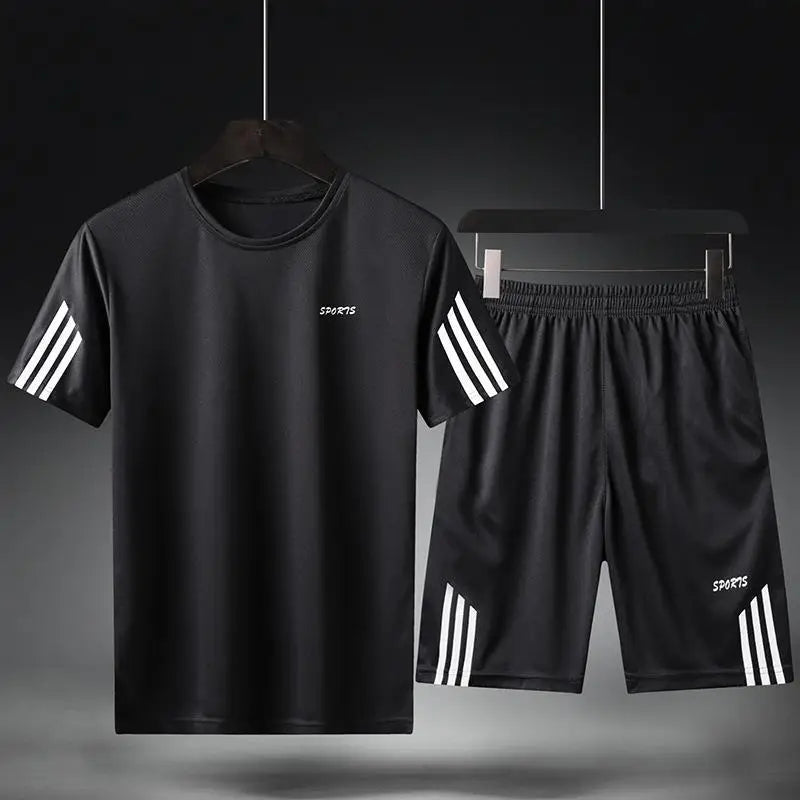 Breathable Mens Short-Sleeved Shorts & T-Shirt Set