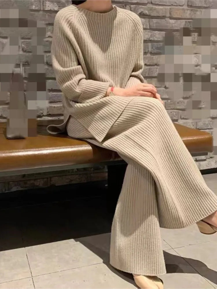 New Womens Knitted Two-Piece Sweater & Pants Set 2025