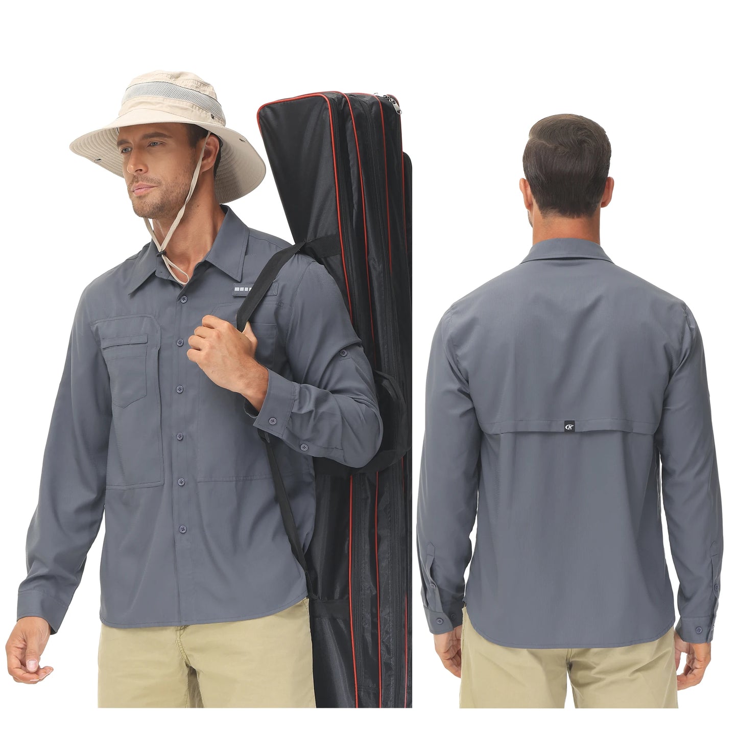 Mens Casual Cargo Shirt Long Sleeve