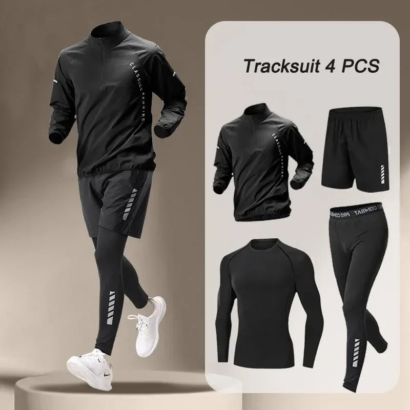 4 Piece Mens Outdoor Fitness Sportswear Set