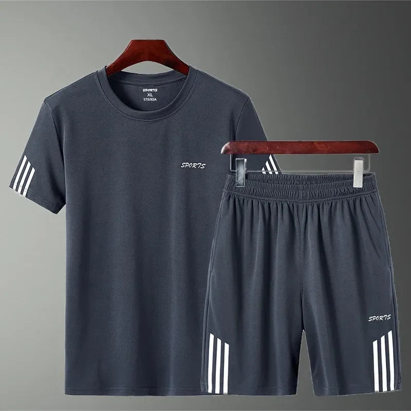 Breathable Mens Short-Sleeved Shorts & T-Shirt Set