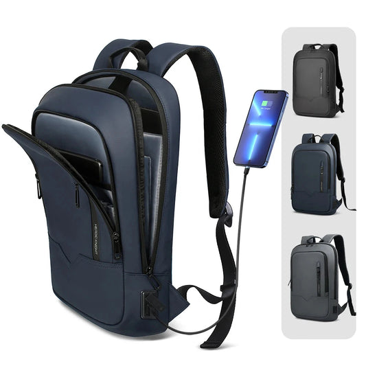 Slim Backpack for Men 15.6" Laptop, Waterproof & Travel Bag with USB Charging