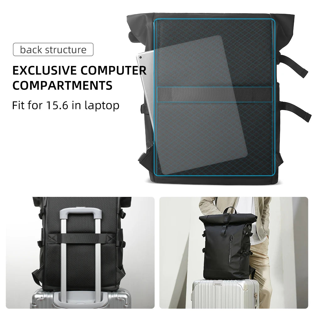 Expandable Waterproof Travel Backpack - 15.6" Laptop, USB Port