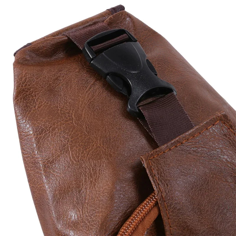 Men's Leather USB Cross-body Chest Bag - Designer Shoulder Bag for Travel